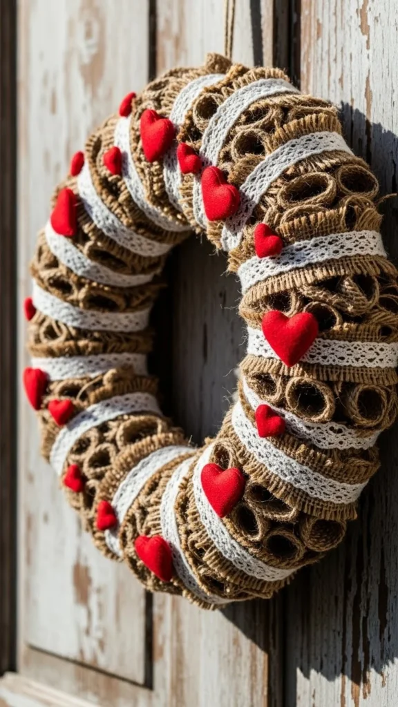 Burlap and Lace Valentine Wreath