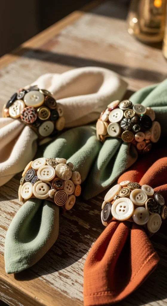 Button-Decorated Rings
