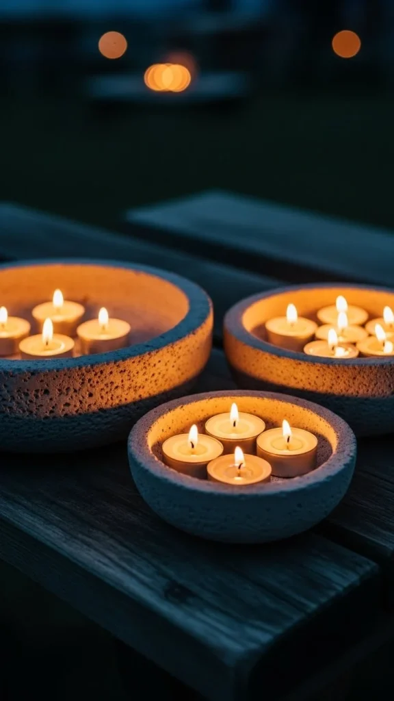 Cement Bowl Candle Holders