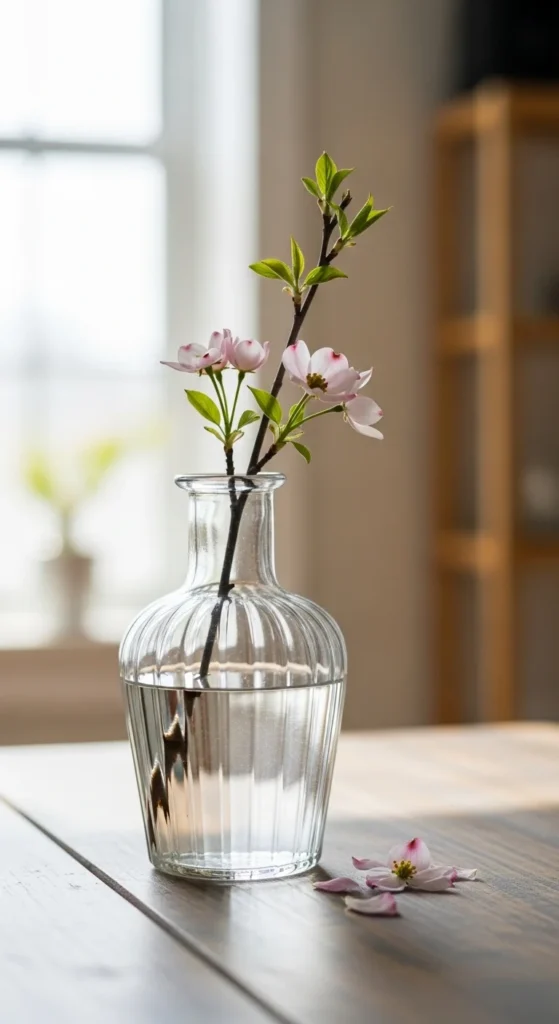 Clear Vase With Single Branch