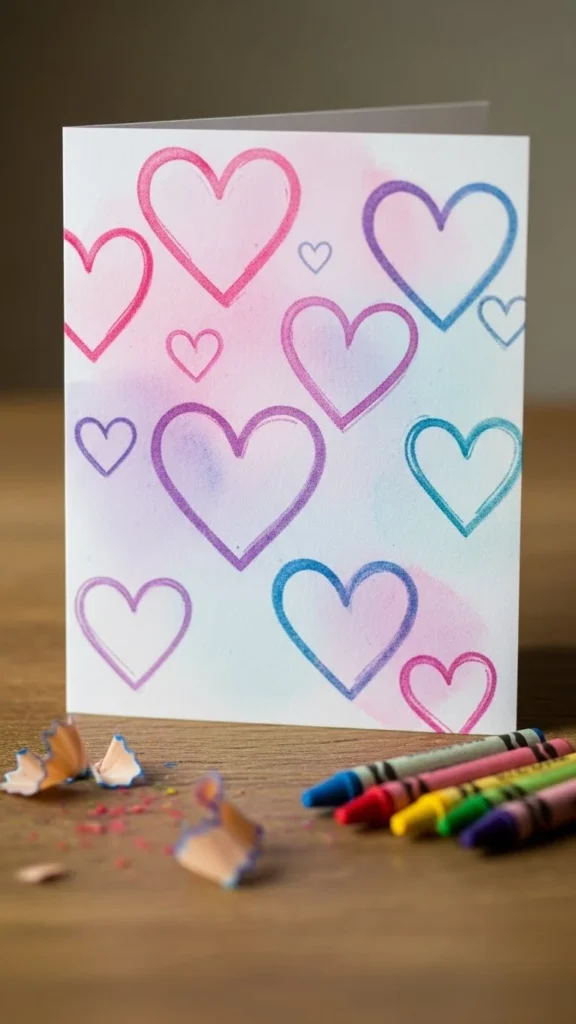Crayon Resist Heart Card