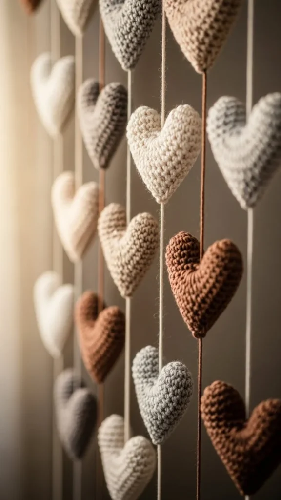 Crochet Heart String Banner