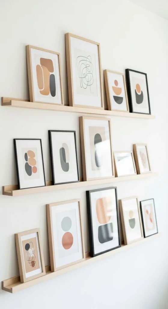 DIY Pale Wood Picture Ledges