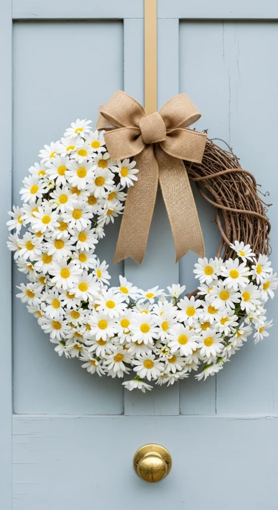 Daisy and Burlap Wreath