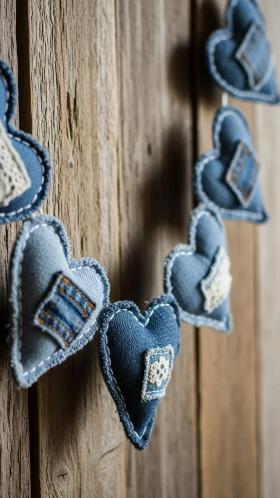 Denim Heart Garland