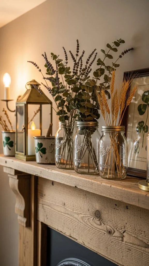 Dried Stem Mantel Jars