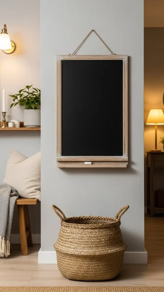Entry Chalkboard With Basket Base