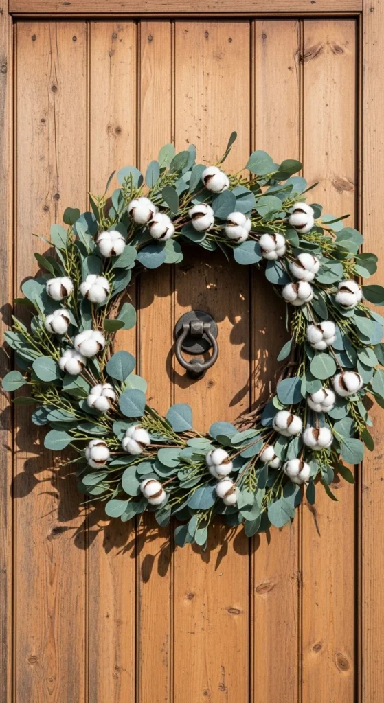 Eucalyptus and Cotton Stem Wreath