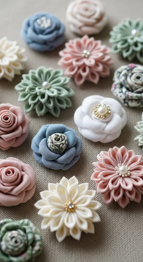 Fabric Flower Pins