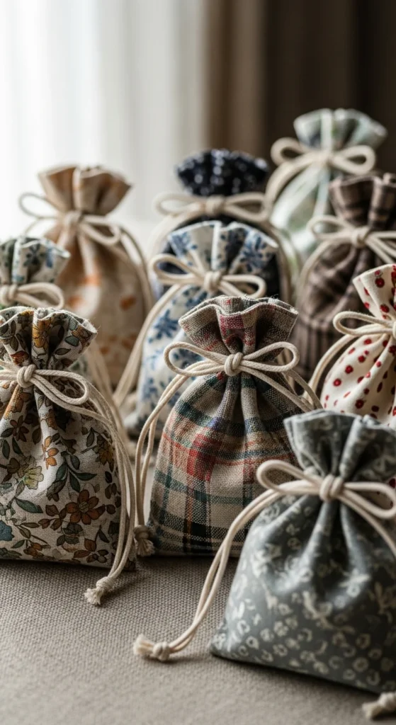Fabric Scrap Drawstring Gift Bags