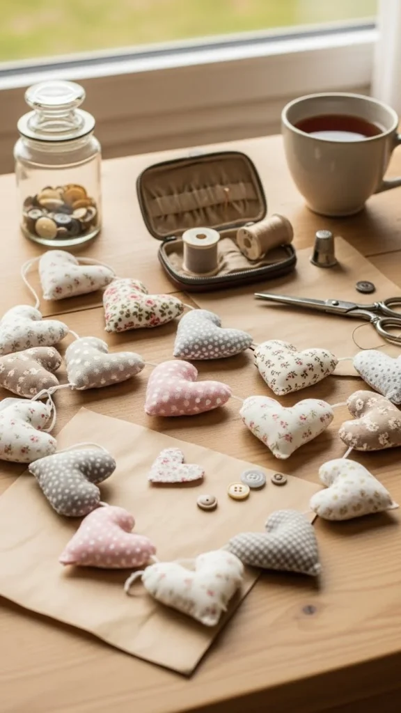 Fabric Scrap Heart Garland