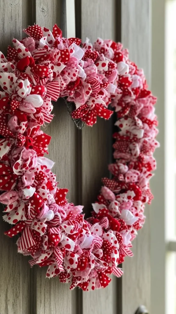 Fabric Scrap Heart Wreath
