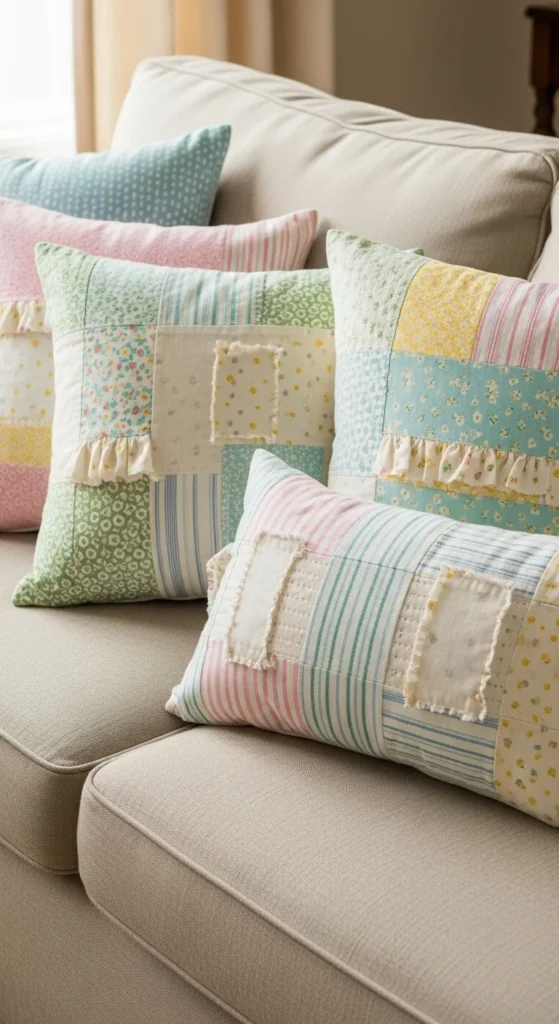 Fabric Scrap Throw Pillow Covers
