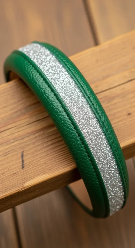 Faux Leather Glitter Inset Band