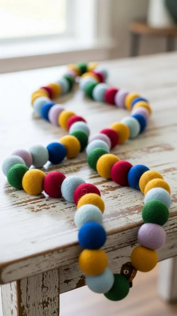 Felt Ball Garland Centerpiece