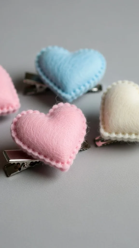 Felt Heart Hair Clips