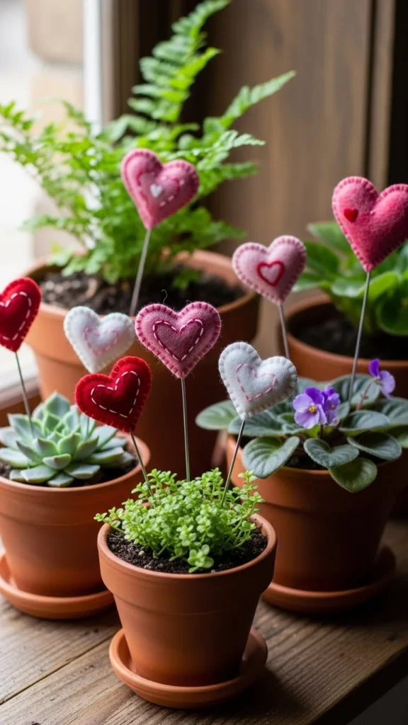 Felt Heart Plant Picks