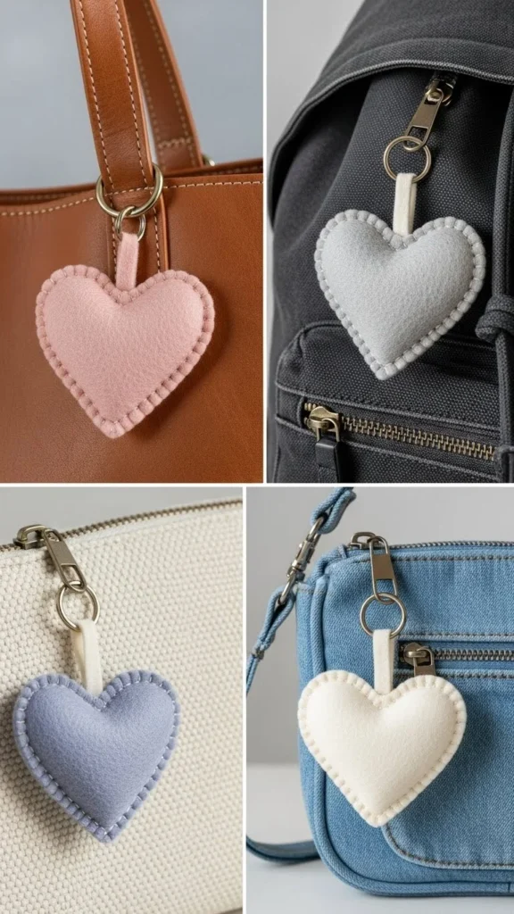Felt Heart Zipper Charms