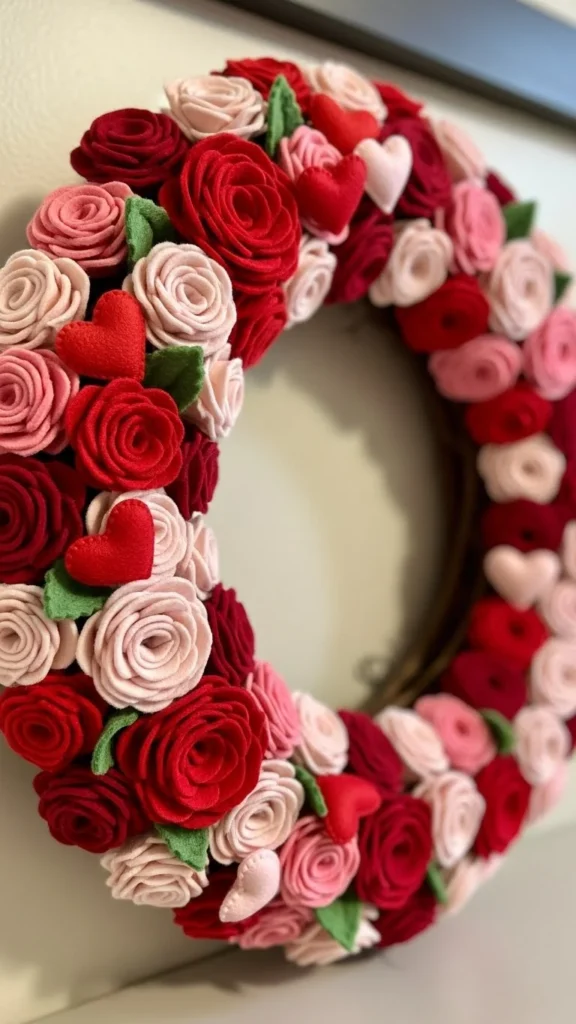 Felt Rose Valentine Wreath