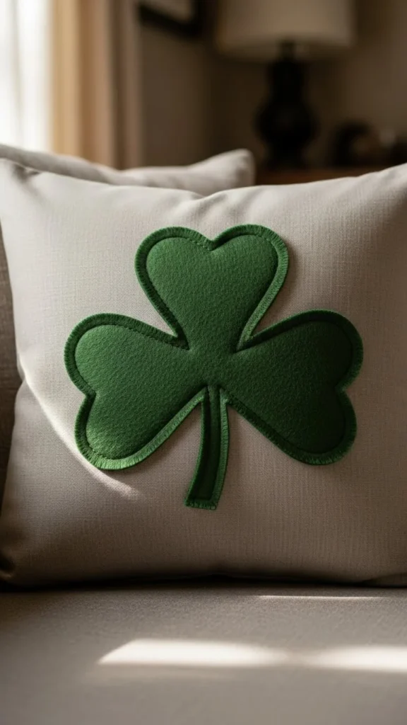 Felt Shamrock Pillow Accent