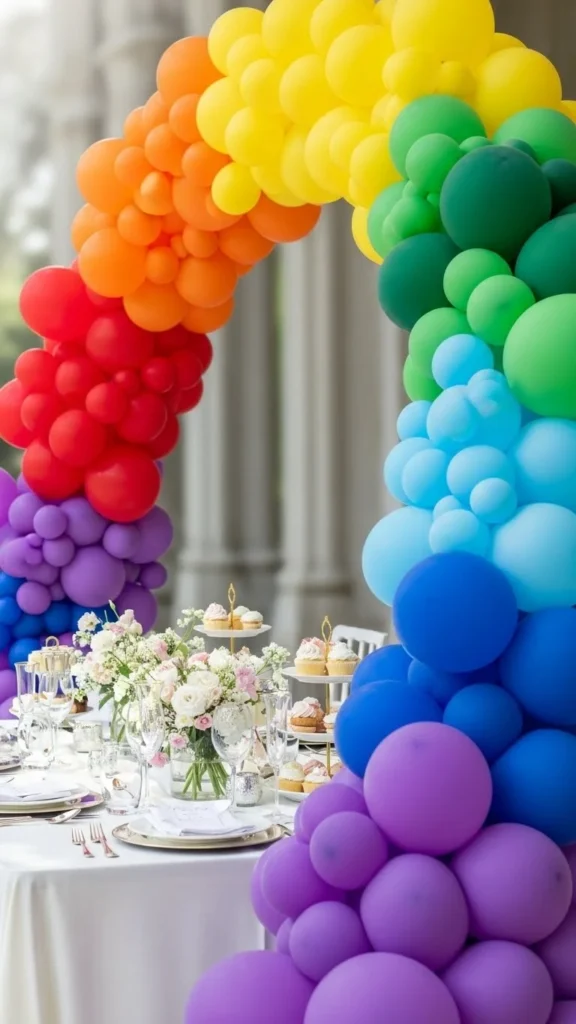 Floating Rainbow Balloon Arch