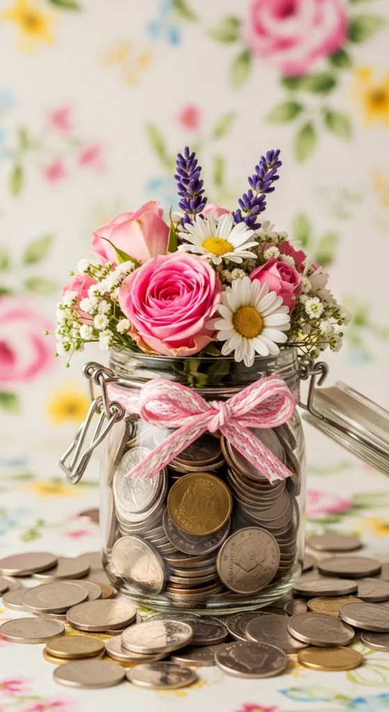  Floral Coin Jar