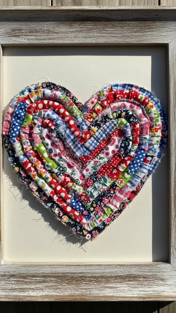 Framed Fabric Scrap Heart