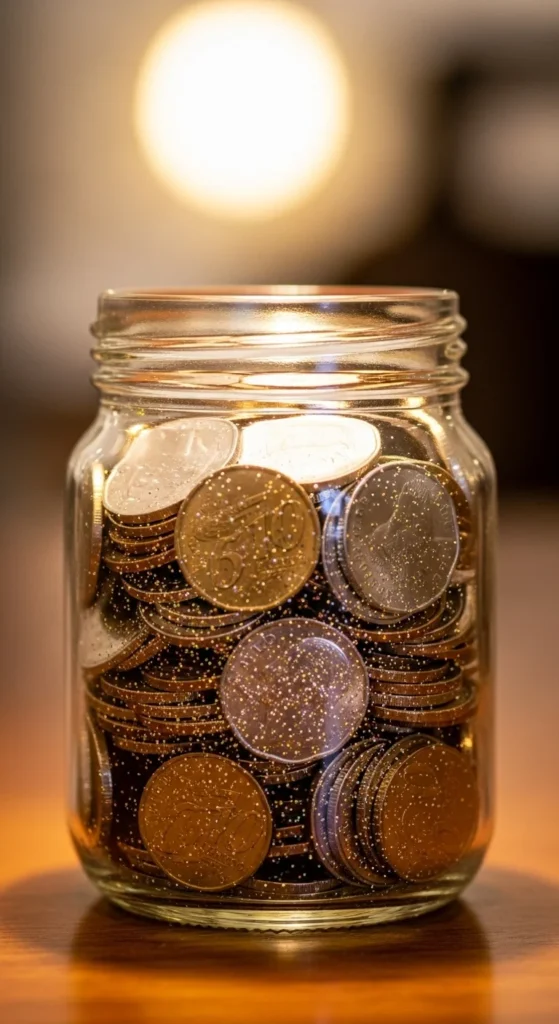 Glittery Lucky Coin Jar