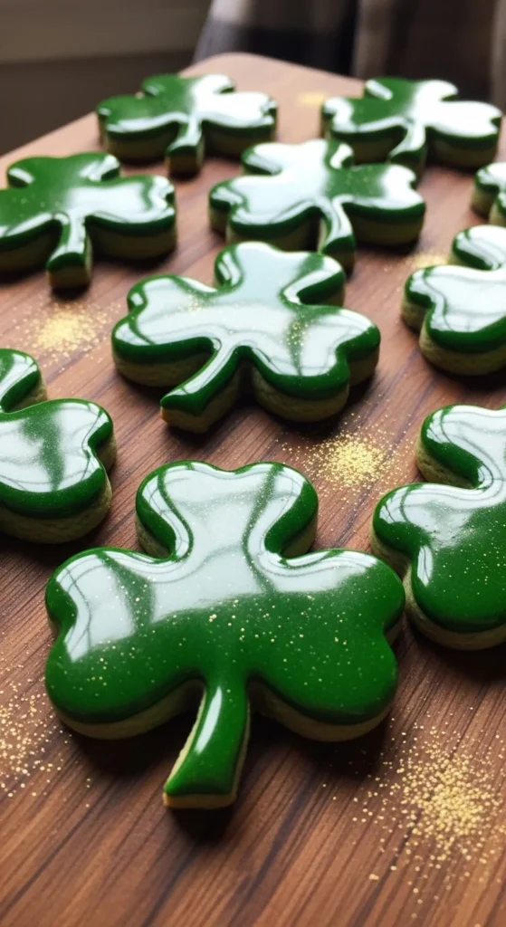 Glossy Shamrock Cookies