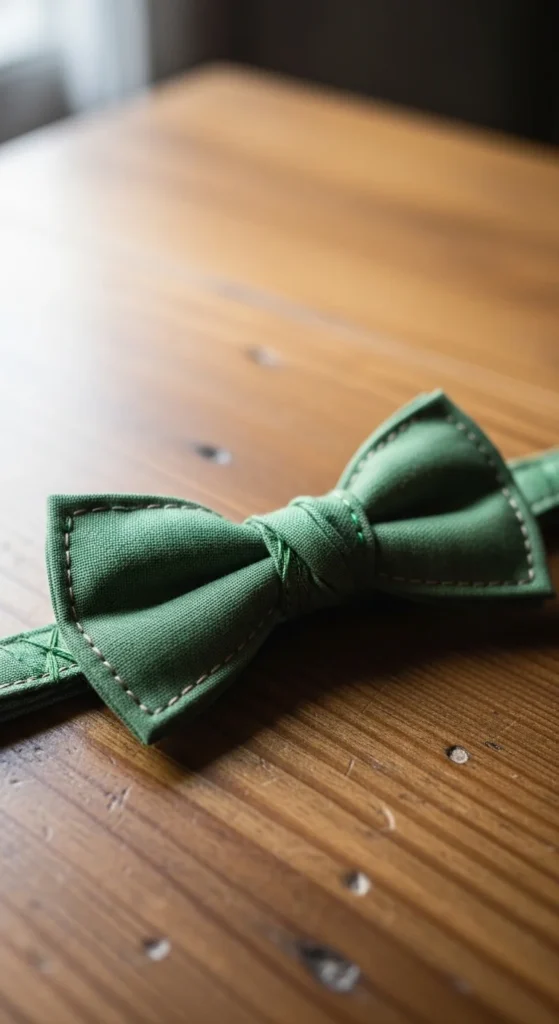 Green Bow Tie From Scrap Fabric