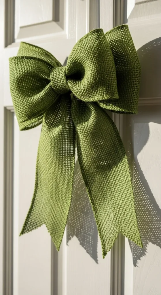 Green Burlap Bow Hanger