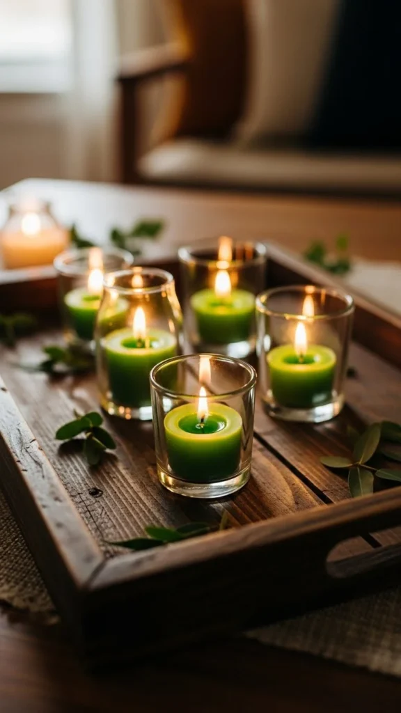 Green Candles in Jars