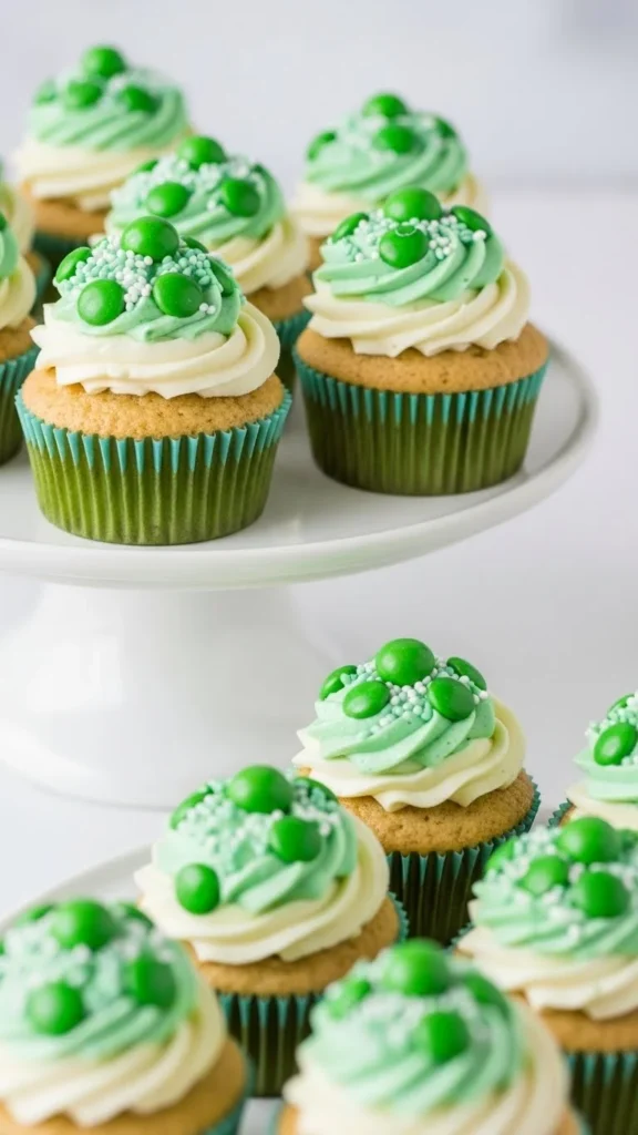 Green Candy Topped Cupcakes