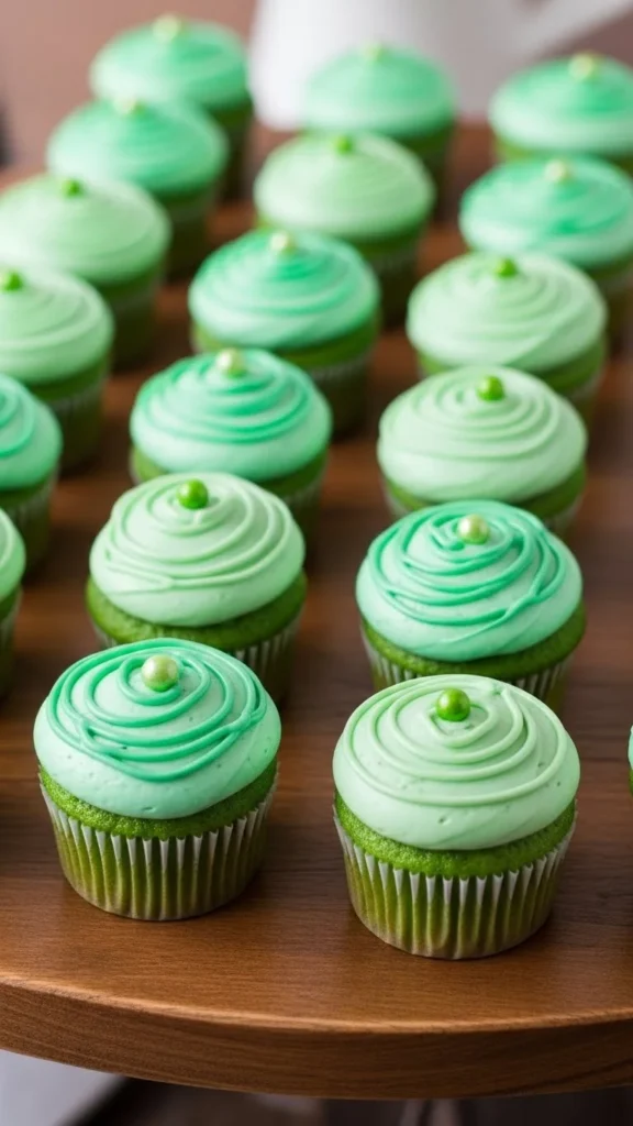 Green Drizzle Cupcakes