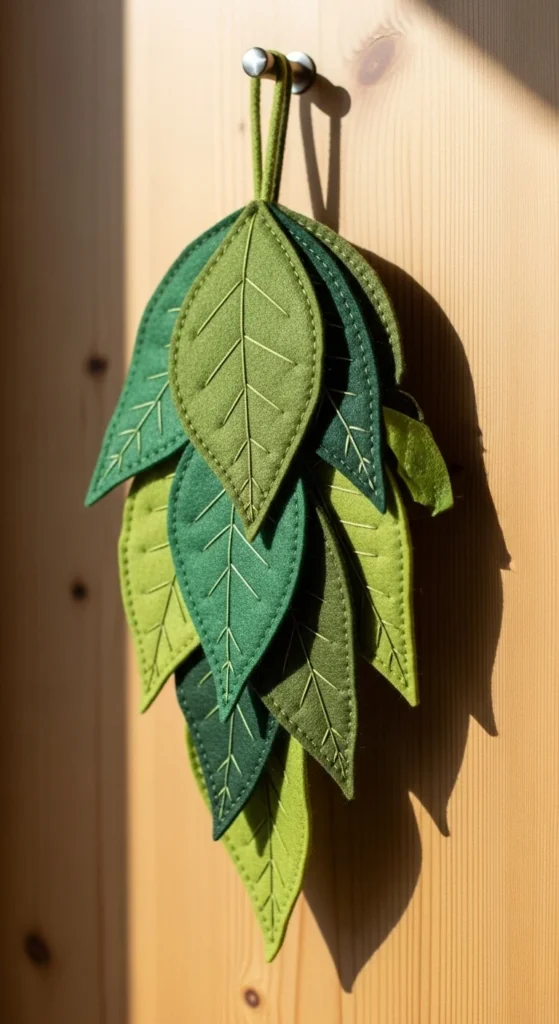Green Felt Leaf Cluster
