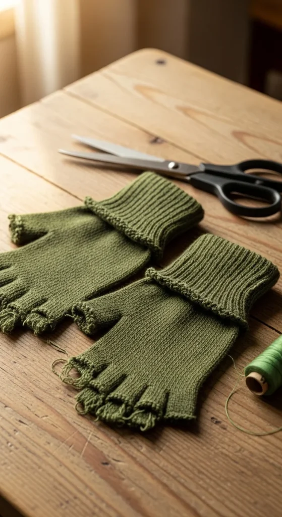 Green Fingerless Gloves
