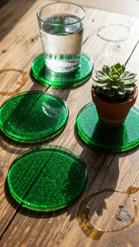 Green Glass Irish Coasters
