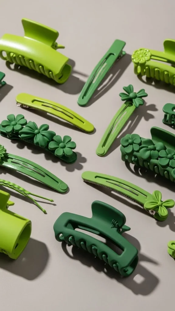Green Hair Clips