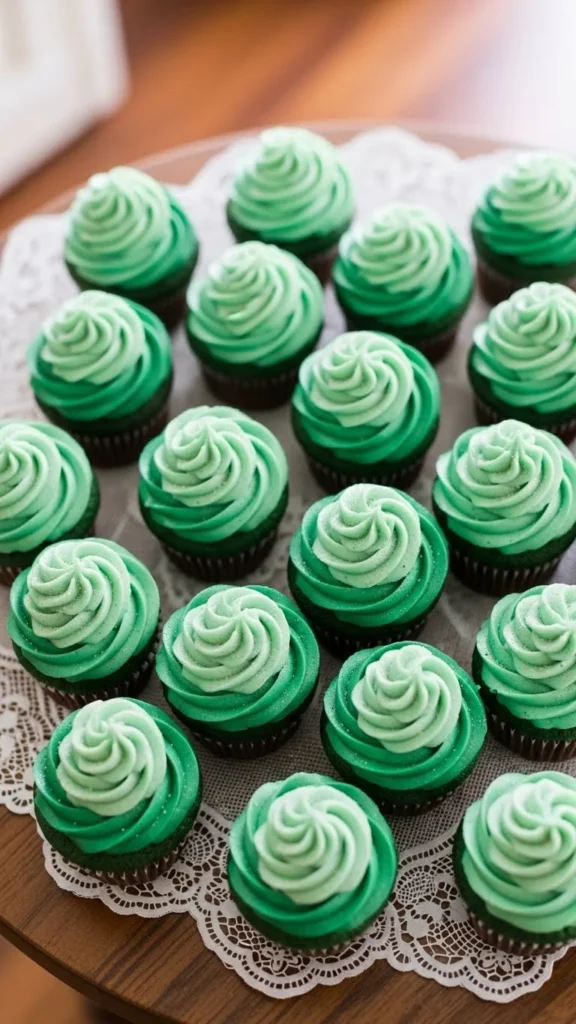 Green Ombre Cupcakes