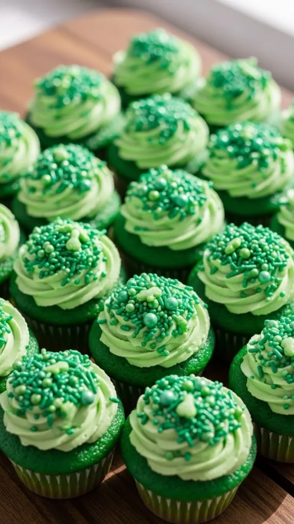 Green Sprinkle Party Cupcakes