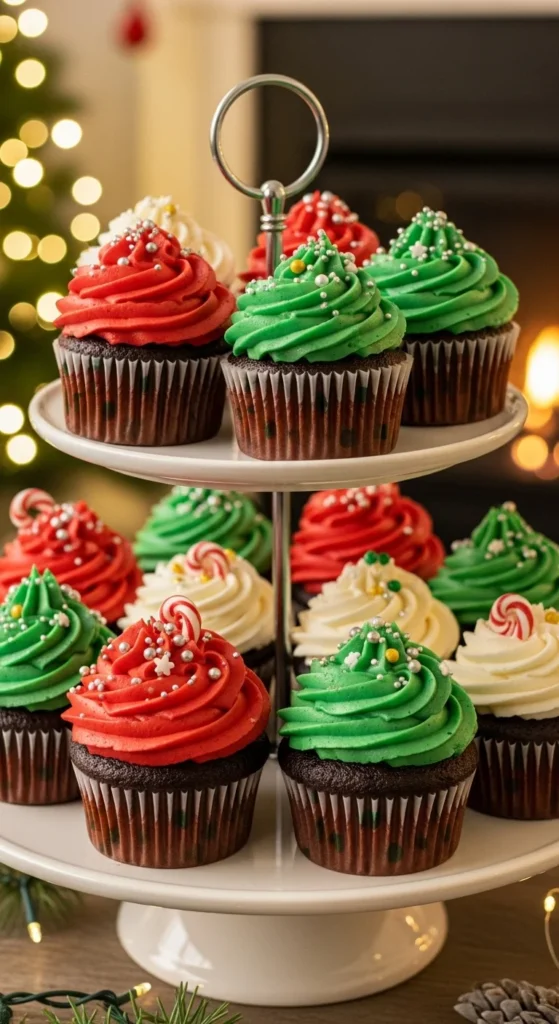 Holiday Red and Green Cupcakes