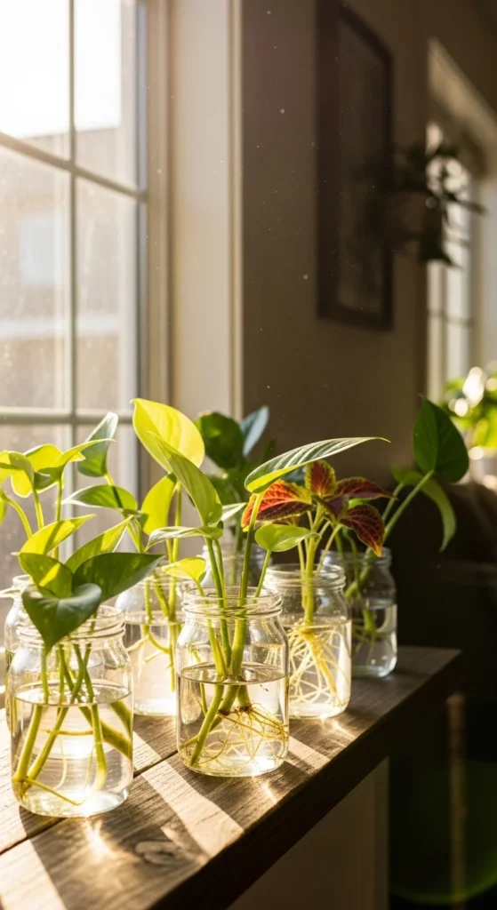Indoor Plant Cuttings Display