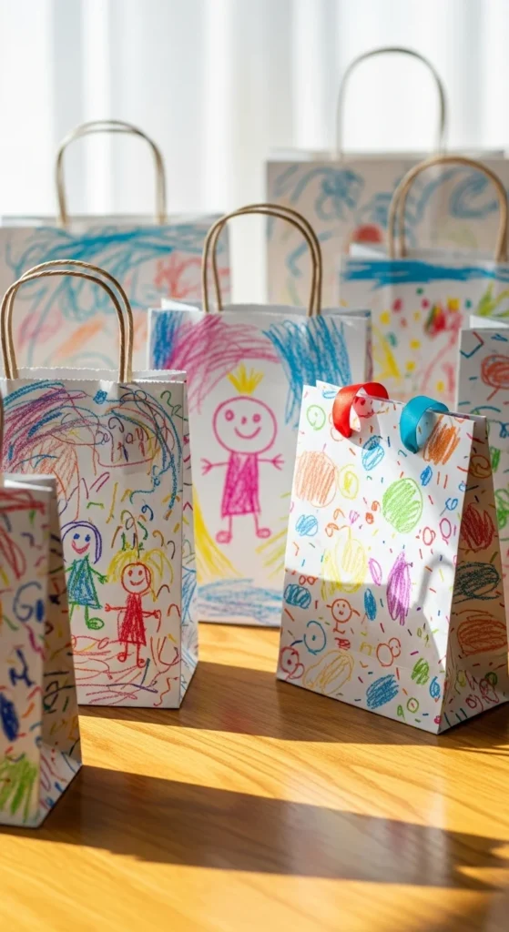 Kid-Made Crayon Paper Gift Bags