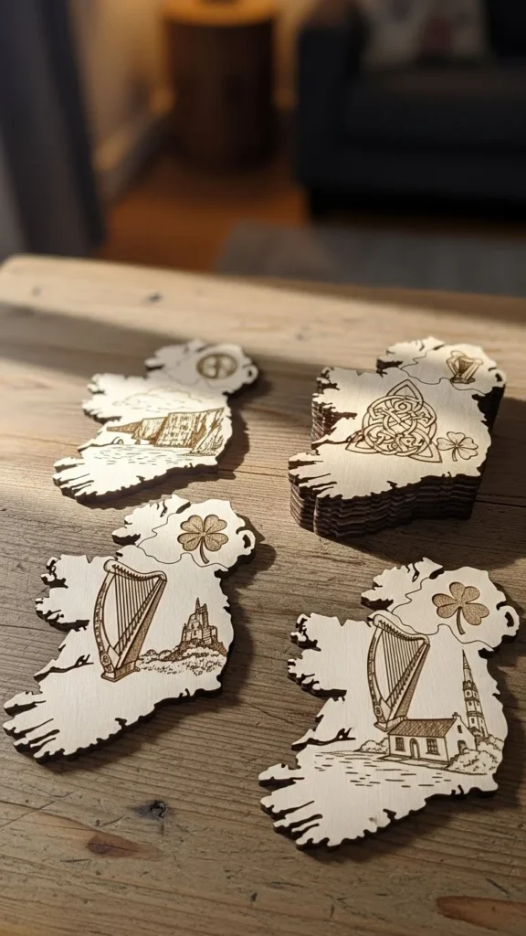 Laser-Cut Wooden Map Coasters