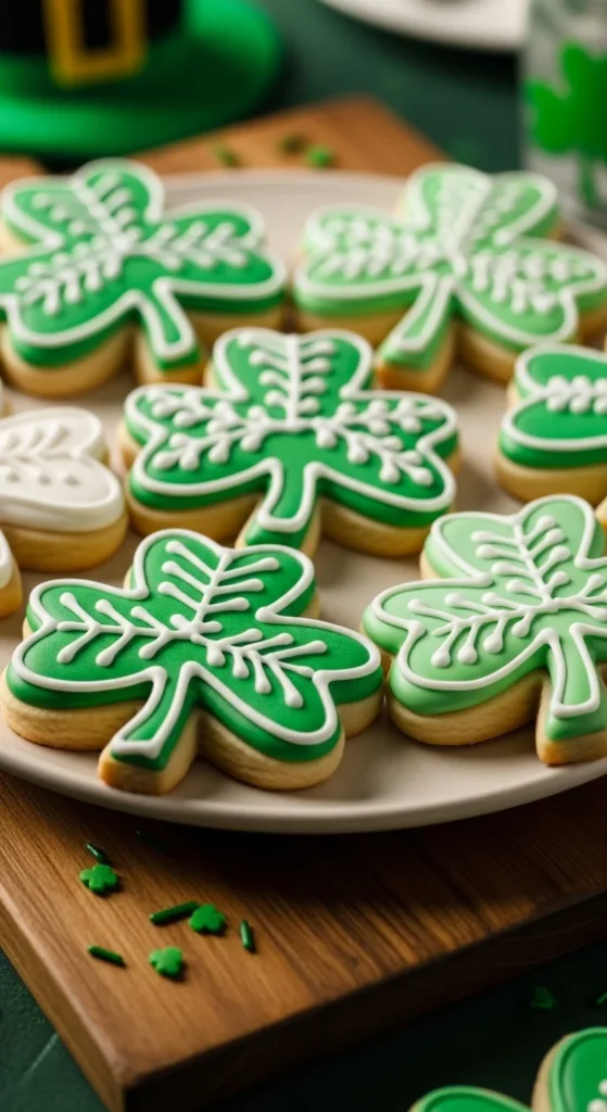 Layered Icing Shamrock Cookies