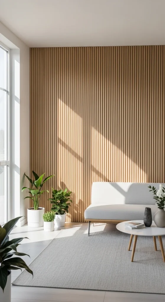 Light Wood Slat Panels