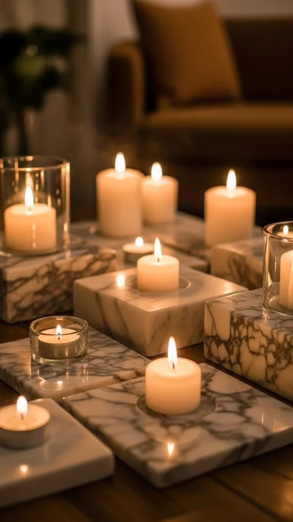 Marble Tile Candle Bases