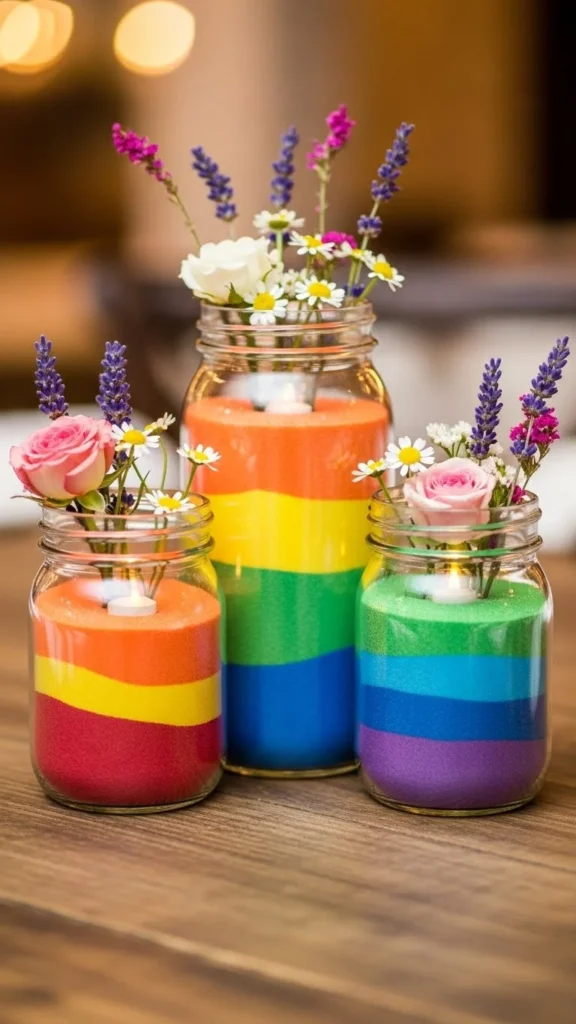 Mason Jar Color Block Centerpiece