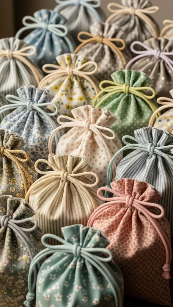 Mini Fabric Drawstring Bags