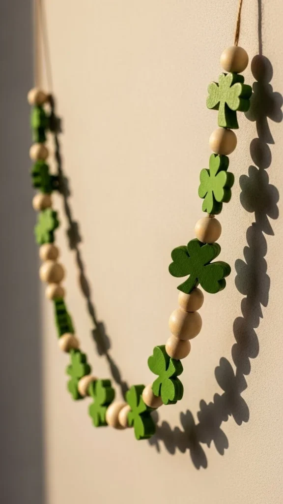 Mini Wood Clover Bead Garland
